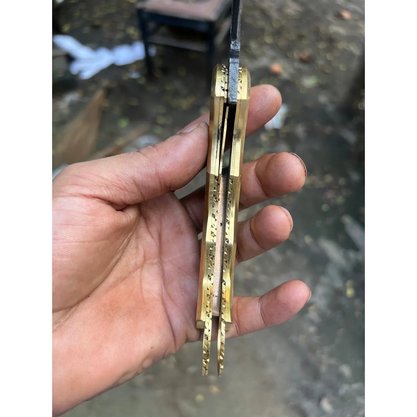 Goldtalon Ring Folder Knife 6" Handmade Brass Handle Finger Ring | JW Steelcrafts