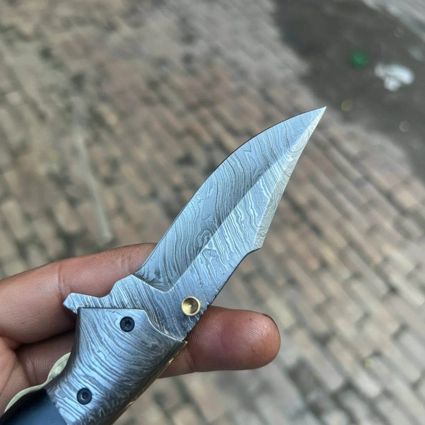 Blacktanto Ridge Folder Knife 8" Handmade Damascus Micarta Handle