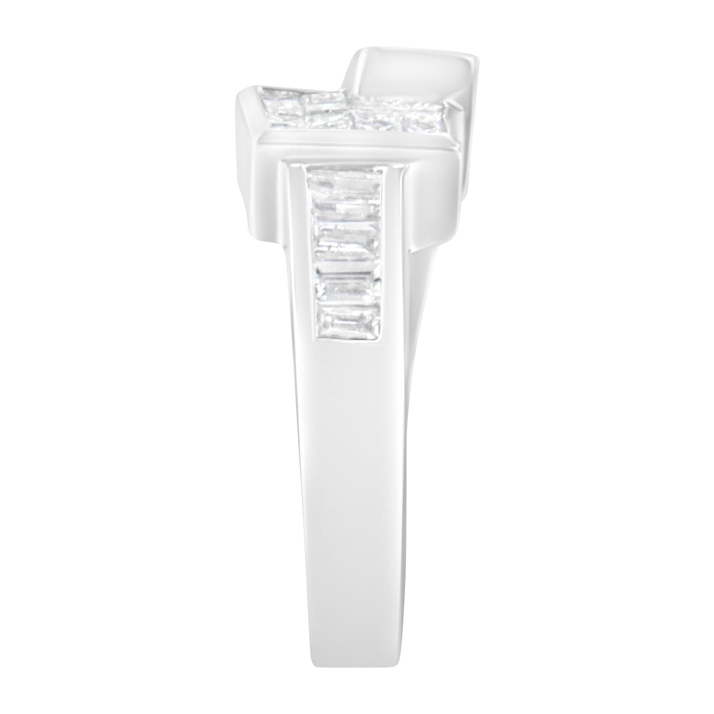 14K White Gold Princess and Baguette-cut Diamond Ring (1 1/3 Cttw, G-H Color, SI2-I1 Clarity) - Size 6-3/4