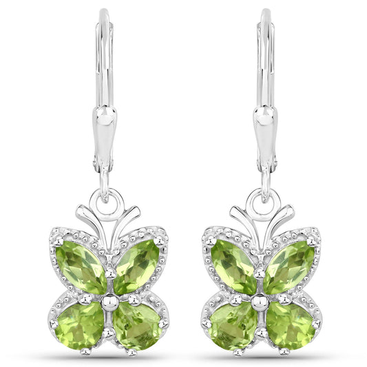 2.28 Carat Genuine Peridot .925 Sterling Silver Earrings
