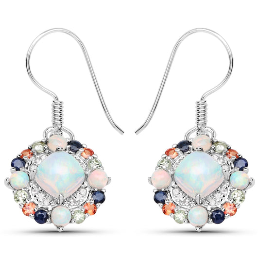 4.73 Carat Genuine Multi Stone .925 Sterling Silver Earrings