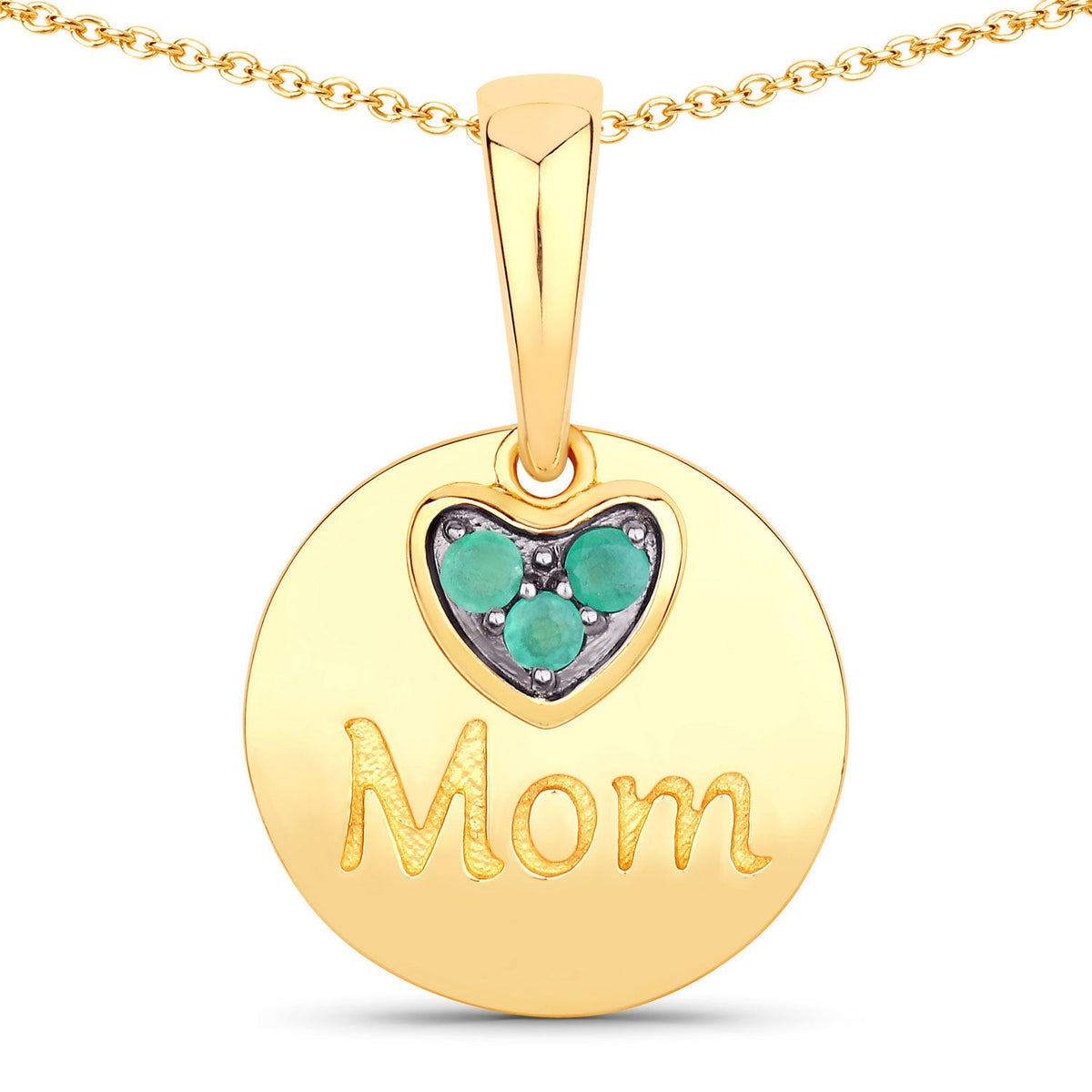 0.17 Carat Genuine Emerald .925 Sterling Silver Pendant