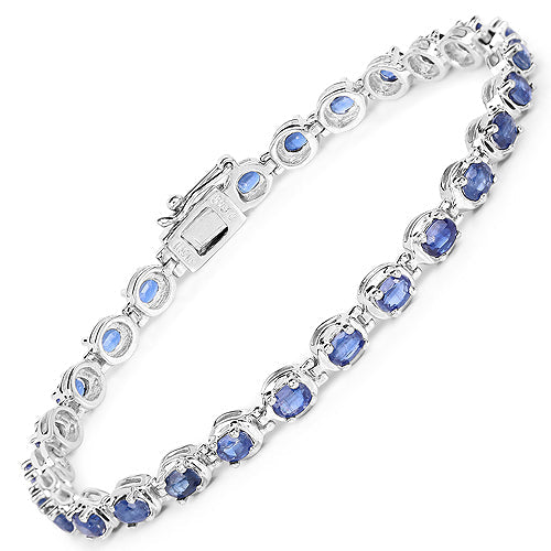 7.02 Carat Genuine Kyanite .925 Sterling Silver Bracelet