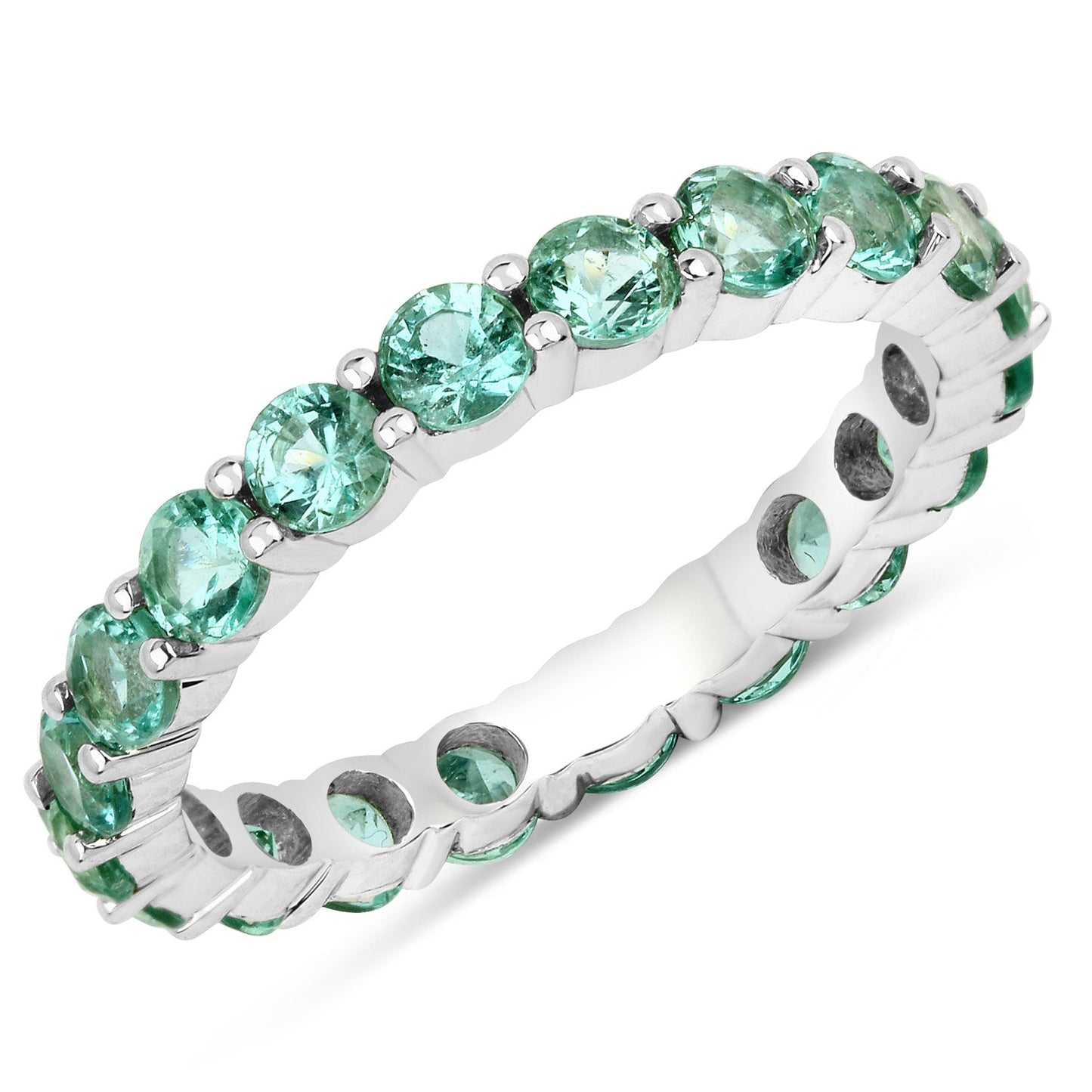 2.00 Carat Genuine Zambian Emerald 14K White Gold Ring