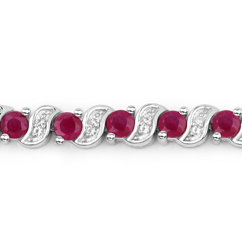 1.25 Carat Genuine Ruby and White Topaz .925 Sterling Silver Bracelet