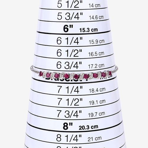 1.25 Carat Genuine Ruby and White Topaz .925 Sterling Silver Bracelet