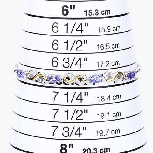 1.79 Carat Genuine Tanzanite and White Topaz .925 Sterling Silver Bracelet