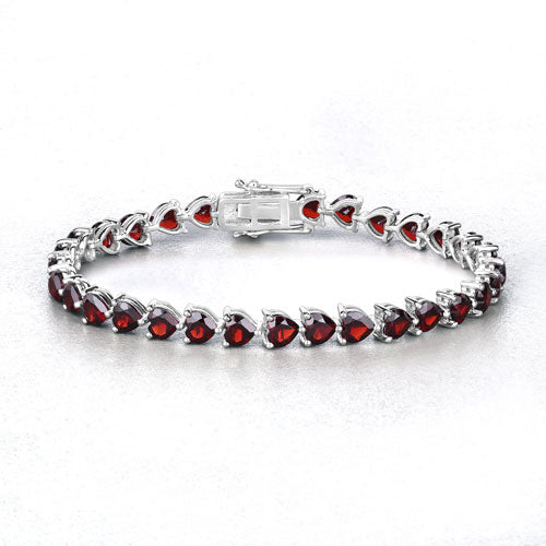 15.50 Carat Genuine Garnet .925 Sterling Silver Bracelet