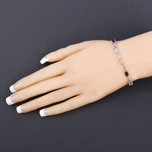 2.24 Carat Genuine Multi Stone .925 Sterling Silver Bracelet