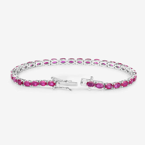 9.18 Carat Genuine Ruby 10K White Gold Bracelet