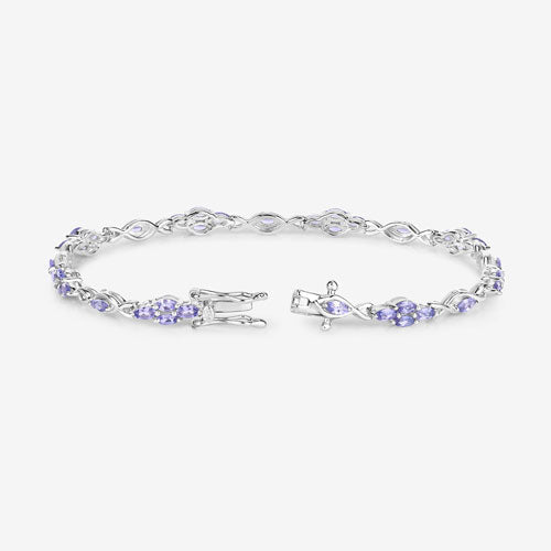 3.20 Carat Genuine Tanzanite .925 Sterling Silver Bracelet