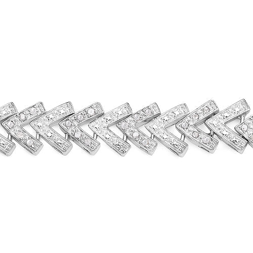 0.90 Carat Genuine White Diamond .925 Sterling Silver Bracelet