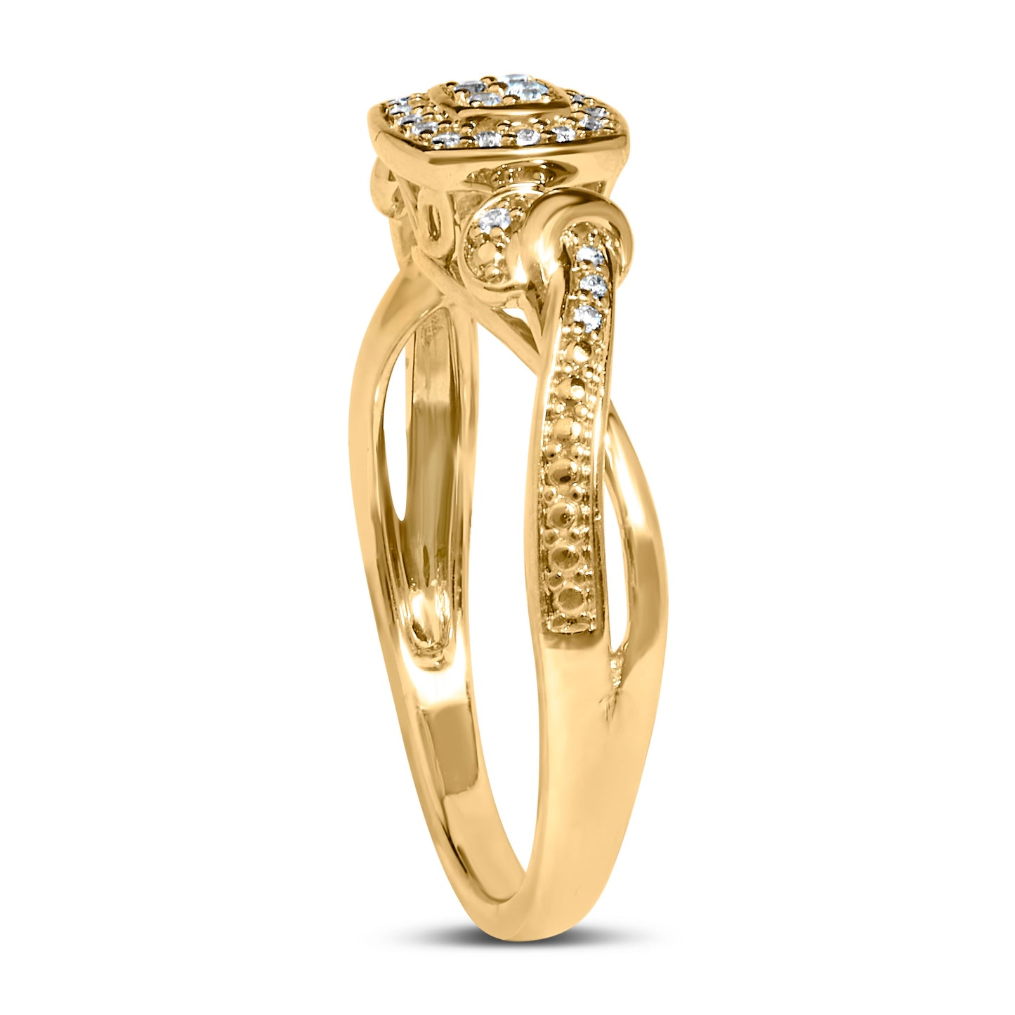 14K Yellow Gold Plated .925 Sterling Silver 1/10 Cttw Round-Cut Diamond Composite Halo Engagement Ring (I-J Color, I3 Clarity)- Size 7