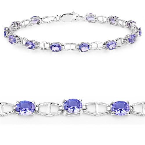 4.29 Carat Genuine Tanzanite .925 Sterling Silver Bracelet