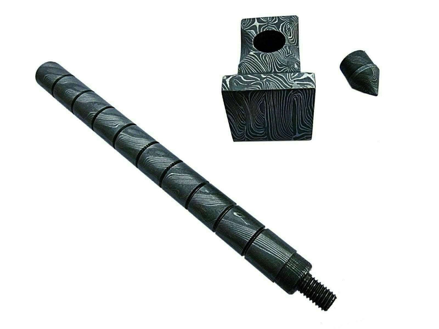 Sculpted Damascus Steel War Hammer 12" Handmade Full Damascus Collectible Piece