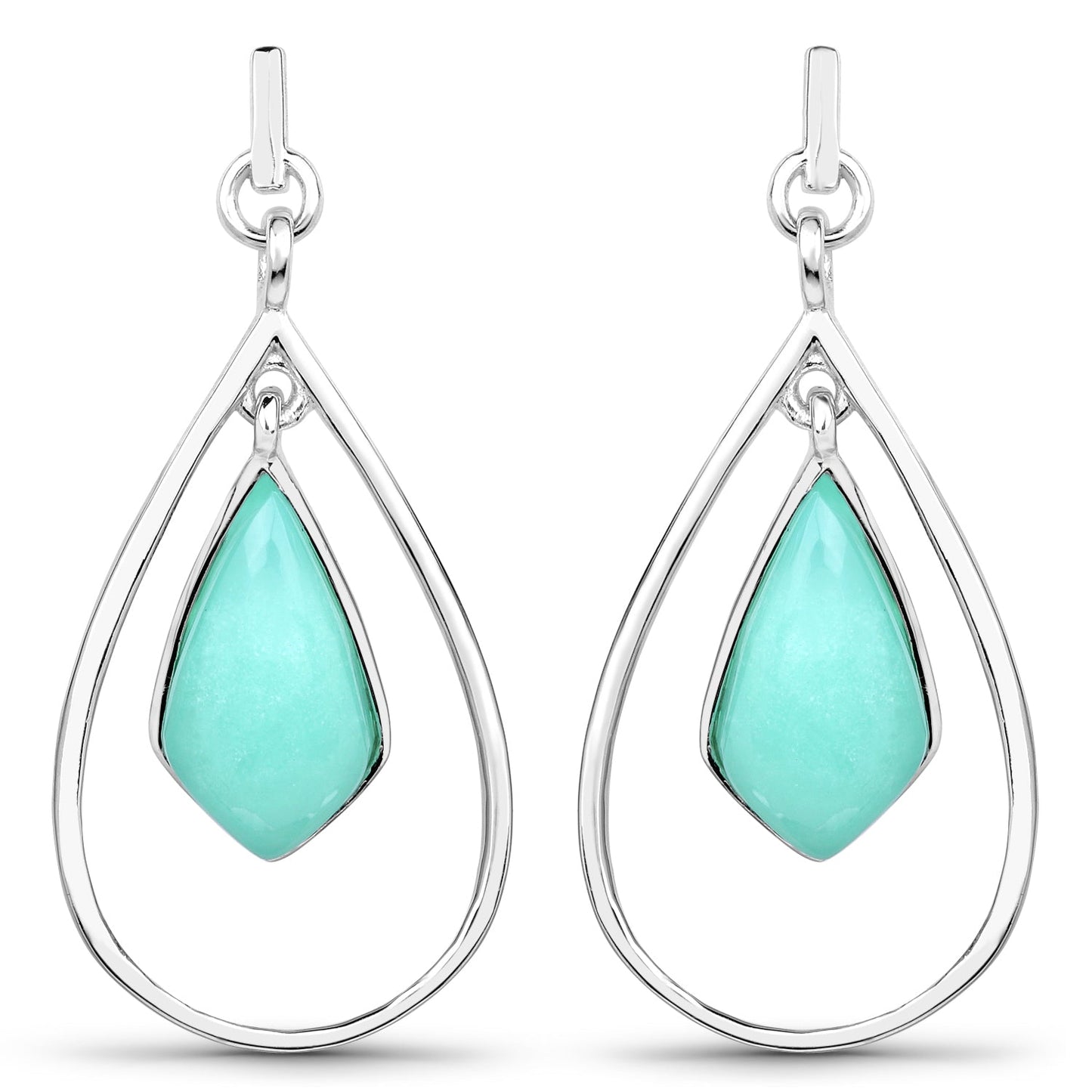 8.80 Carat Genuine Crysopharse .925 Sterling Silver Earrings