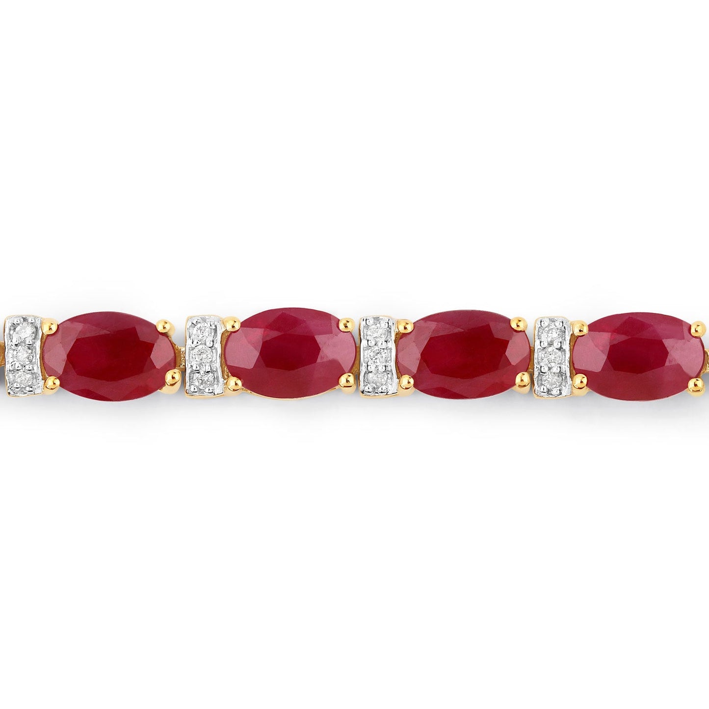 11.67 Carat Genuine Ruby and White Diamond 14K Yellow Gold Bracelet