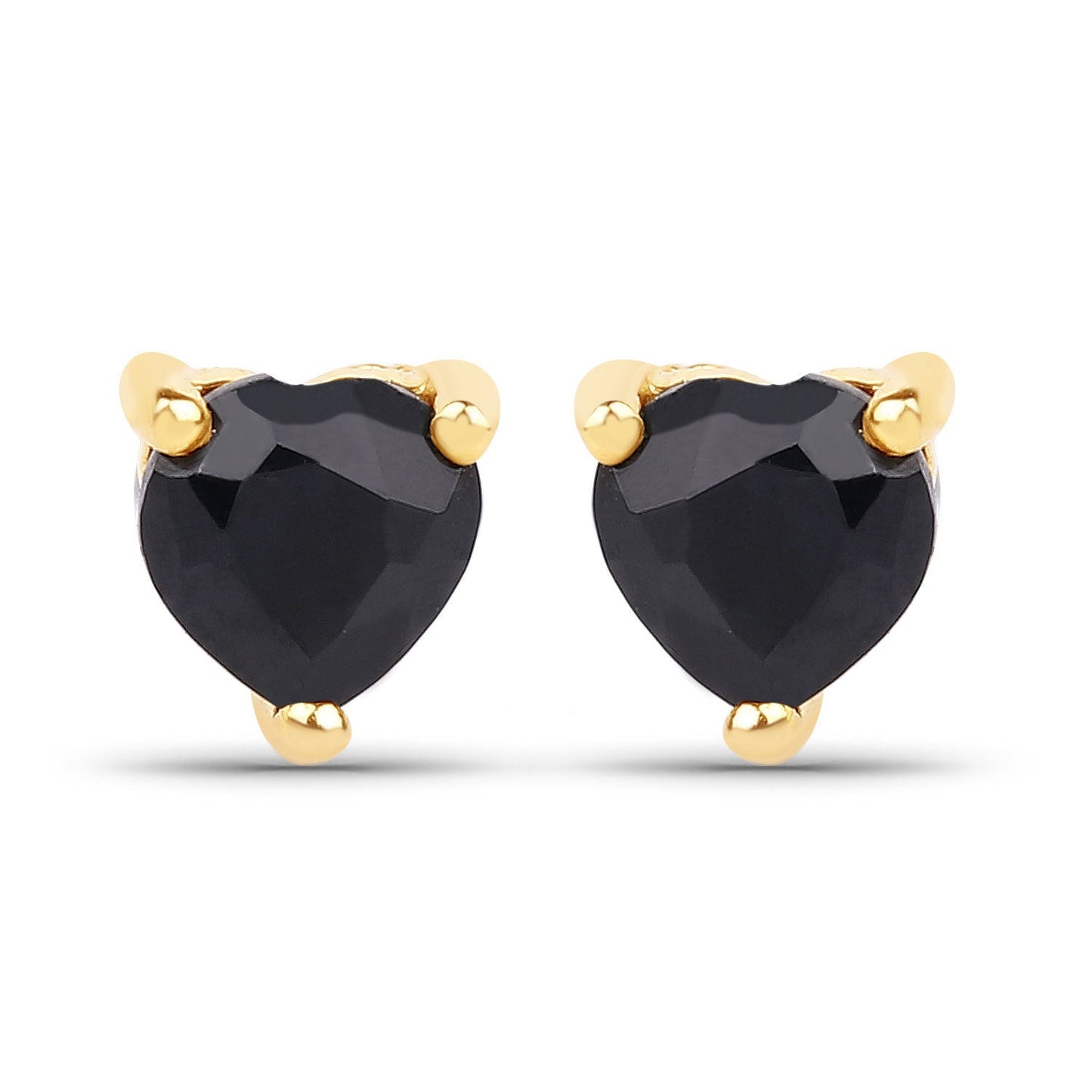 0.70 Carat Genuine Black Sapphire 14K Yellow Gold Earrings