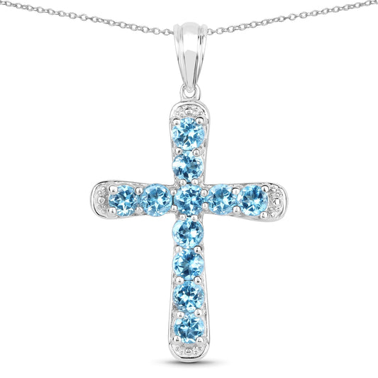 3.85 Carat Genuine Blue Topaz .925 Sterling Silver Pendant