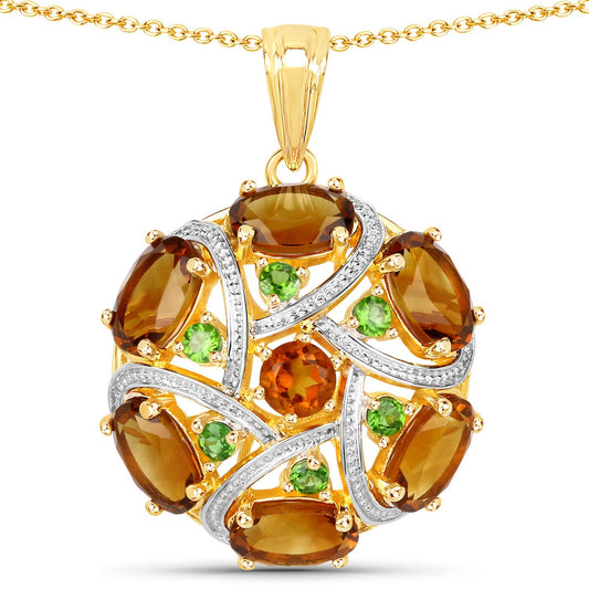 6.87 Carat Genuine Multi Stones .925 Sterling Silver Pendant