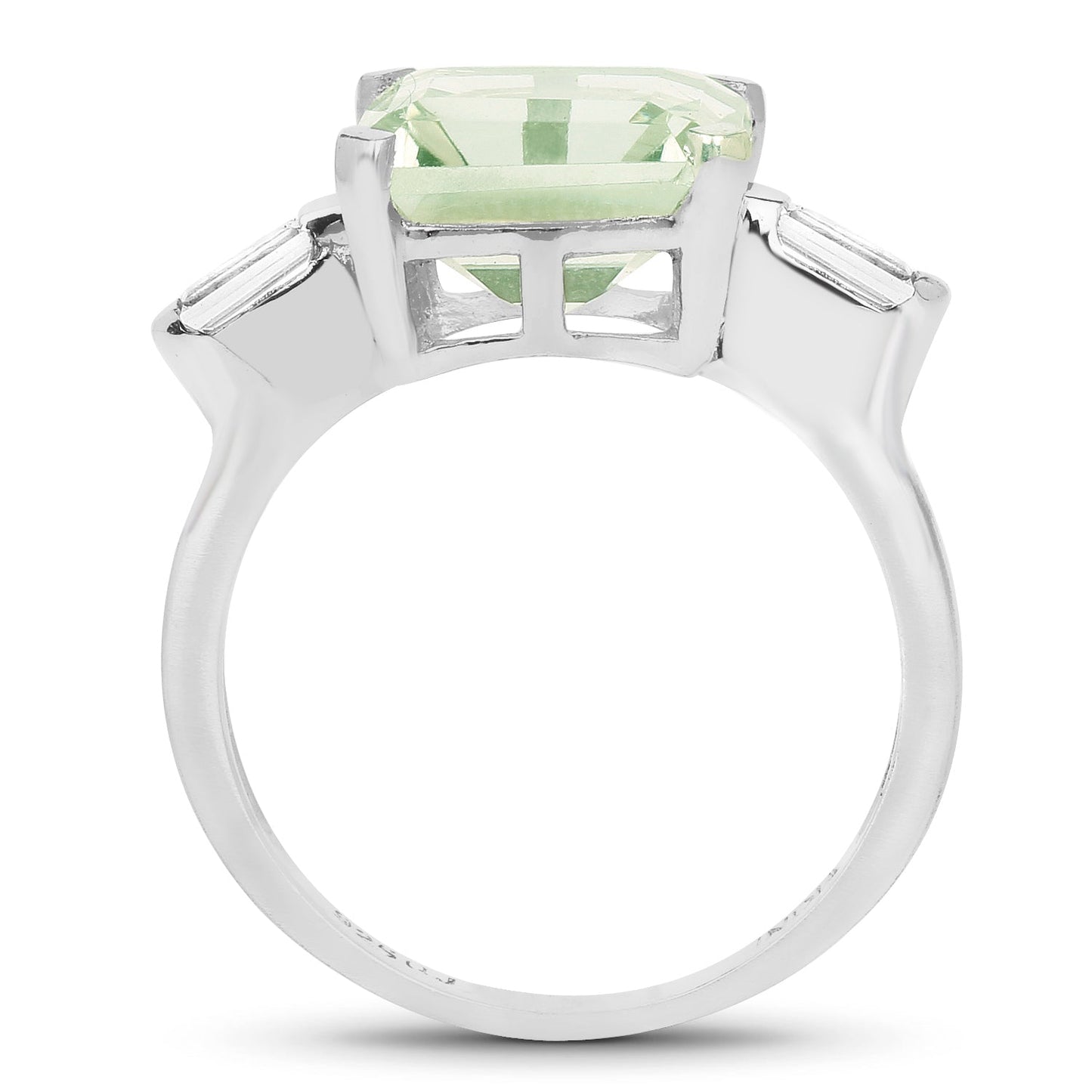 4.76 Carat Genuine Green Amethyst & White Topaz .925 Sterling Silver Ring