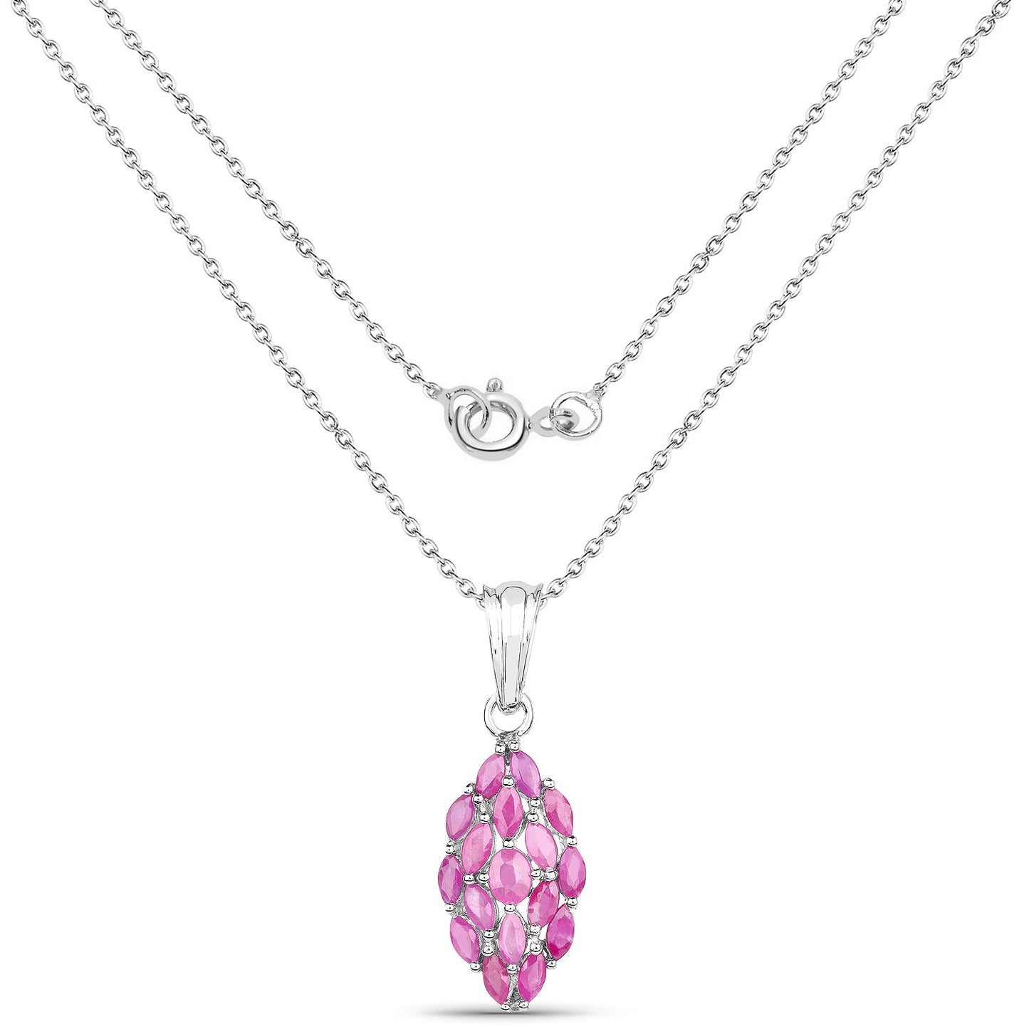 1.66 Carat Genuine Ruby .925 Sterling Silver Pendant
