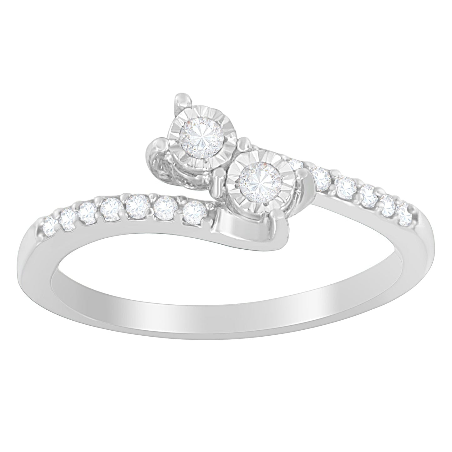 10K White Gold 1/4 Cttw Two-Stone Diamond Bypass Engagement Ring
