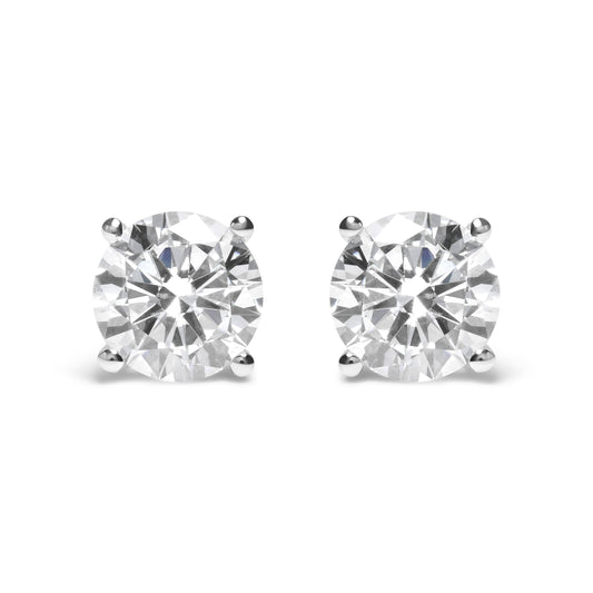 IGI Certified 14K White Gold 5.00 Cttw Round Brilliant-Cut Lab Grown Diamond Classic 4-Prong Stud Earrings with Screw Backs (F-G Color, SI1 Clarity)