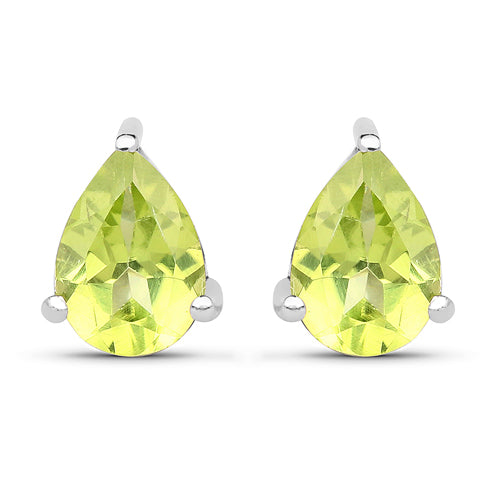 1.33 Carat Genuine Peridot .925 Sterling Silver Earrings