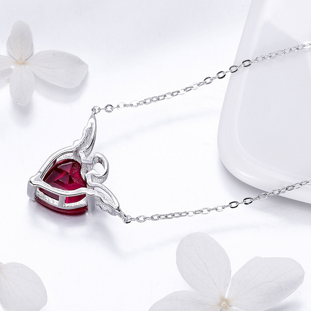 925 Sterling Silver Adjustable Necklace 37-45cm with 1.4*2cm Pendant for Women
