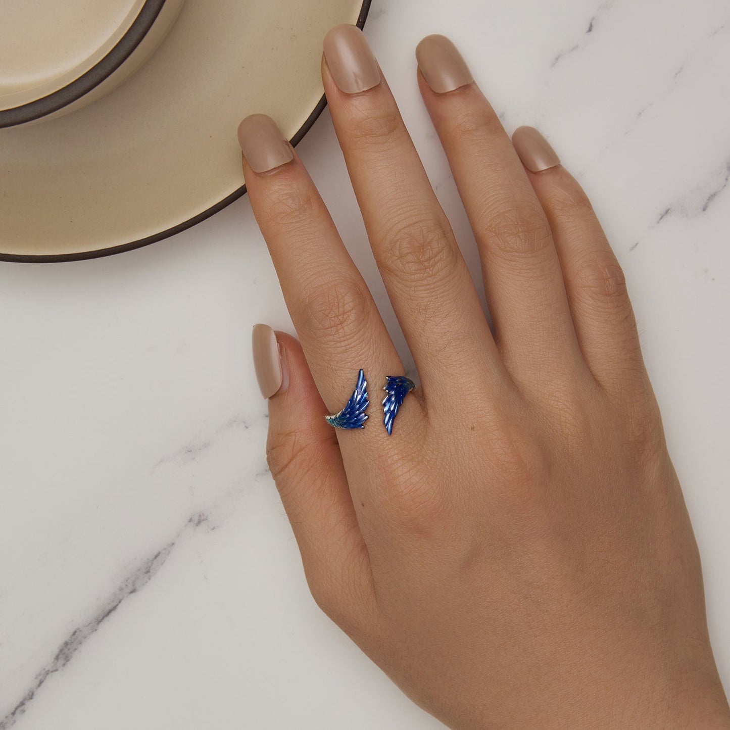 925 Sterling Silver Enamel Ring Size 9.0 for Women