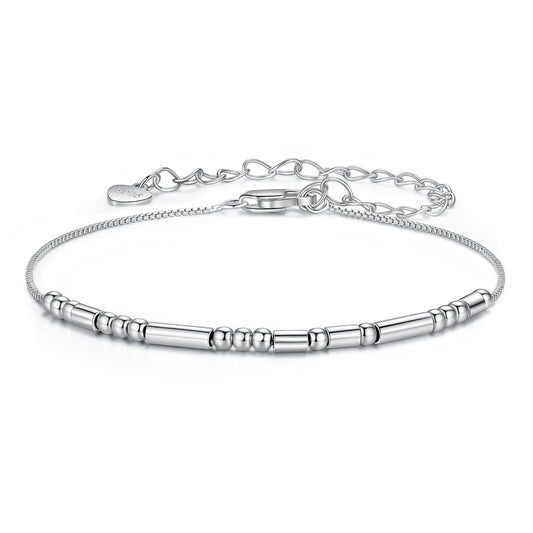 925 Sterling Silver White Gold Plated Bracelet 15+6cm for Women