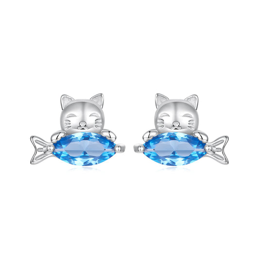 925 Sterling Silver 0.8cm White Gold Plated CZ Earrings for Women