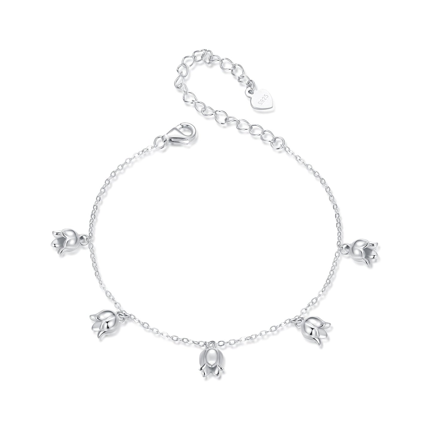 925 Sterling Silver Plated White Gold 12x41mm Pendant Bracelet