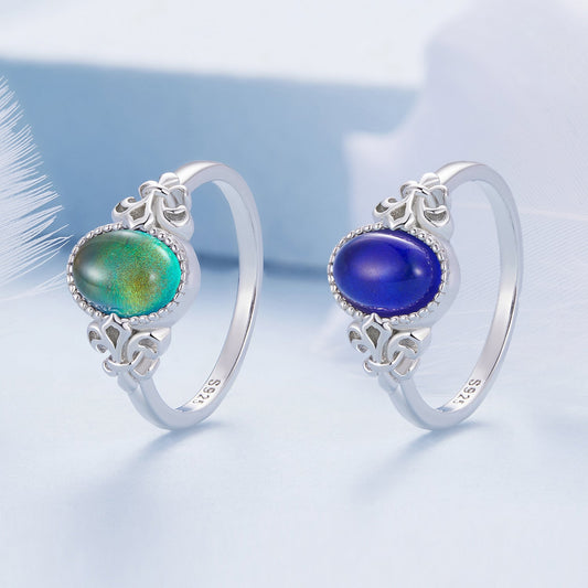 925 Sterling Silver Ring 1.7mm Size 6.0 with Transparent Glass for Women