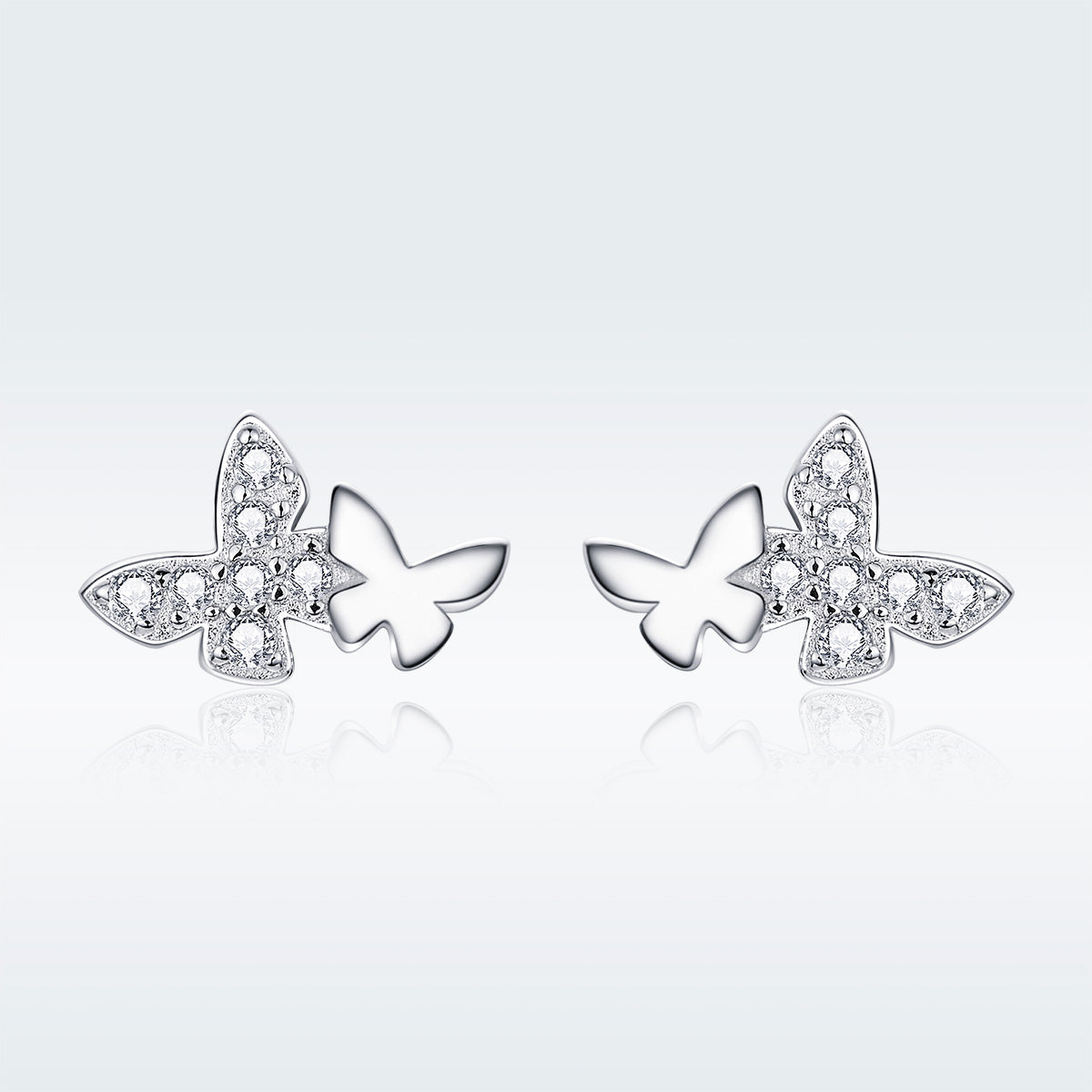 925 Sterling Silver Earrings with Pavé Setting CZ - 0.6*0.9cm