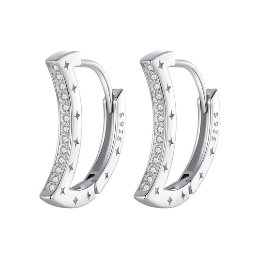 925 Sterling Silver Pave Setting CZ White Gold Plated Earrings for Women