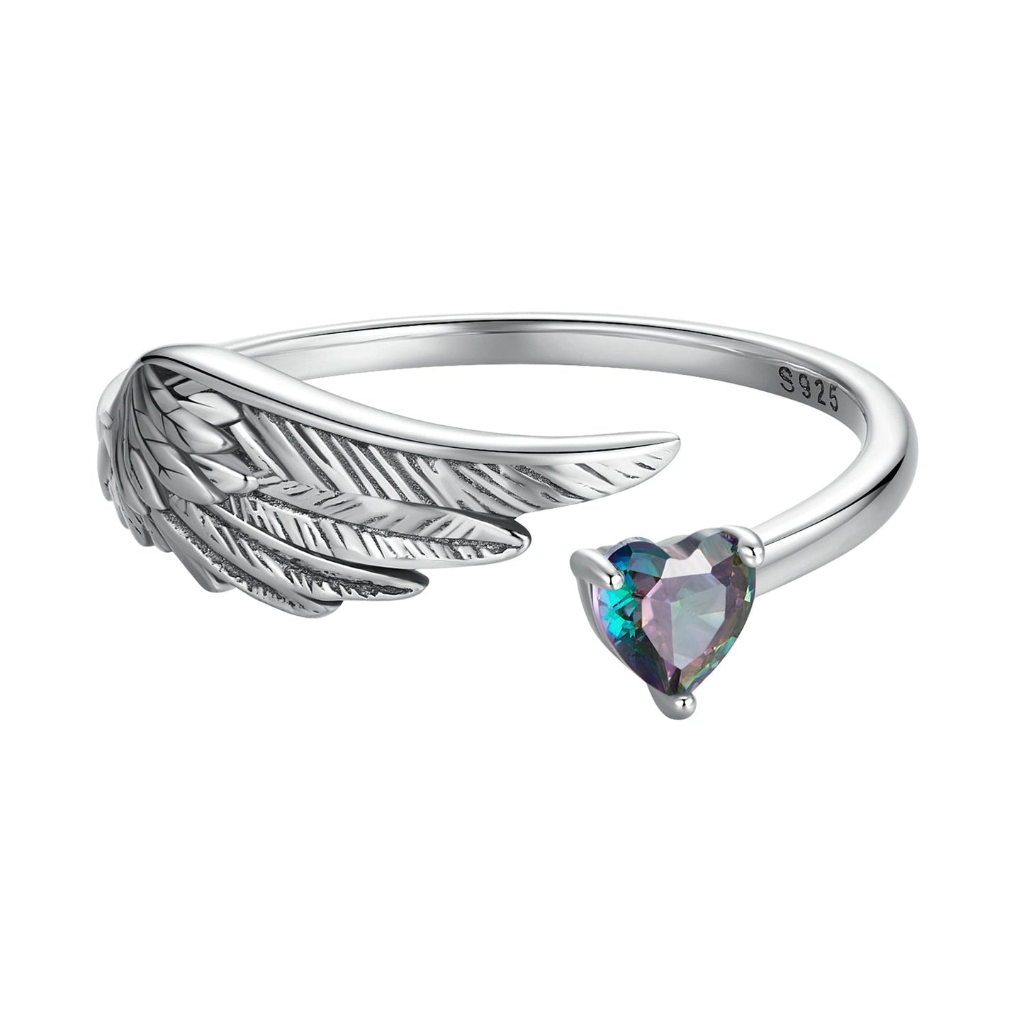 925 Sterling Silver Transparent Glass Ring for Women