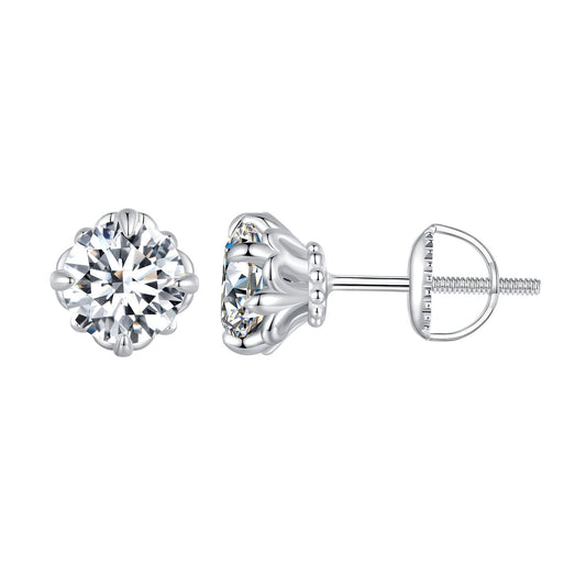 925 Sterling Silver & Moissanite 0.7cm Earrings Style L for Women