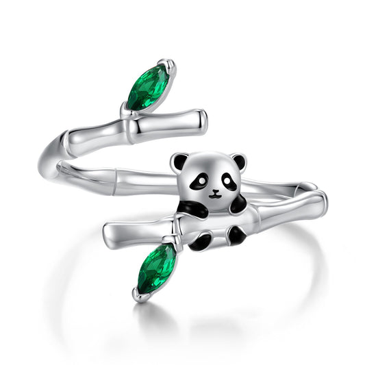 925 Sterling Silver Enamel White Gold Pave Set CZ Ring