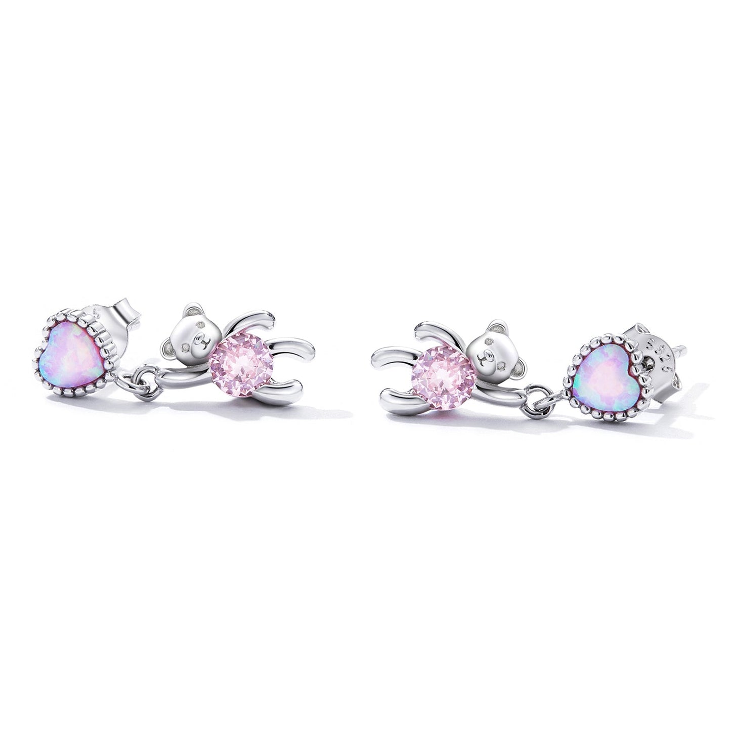 925 Sterling Silver Earrings with Translucent Opal and CZ for Women