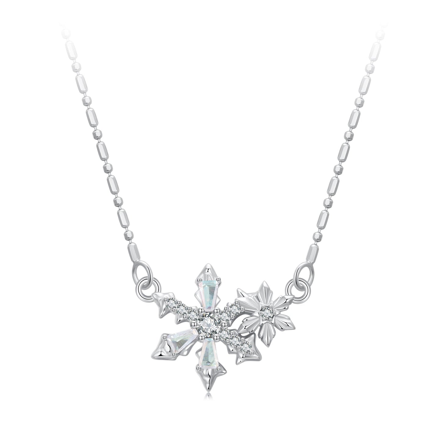 925 Sterling Silver  Necklace with CZ and Glass Pendant for Women
