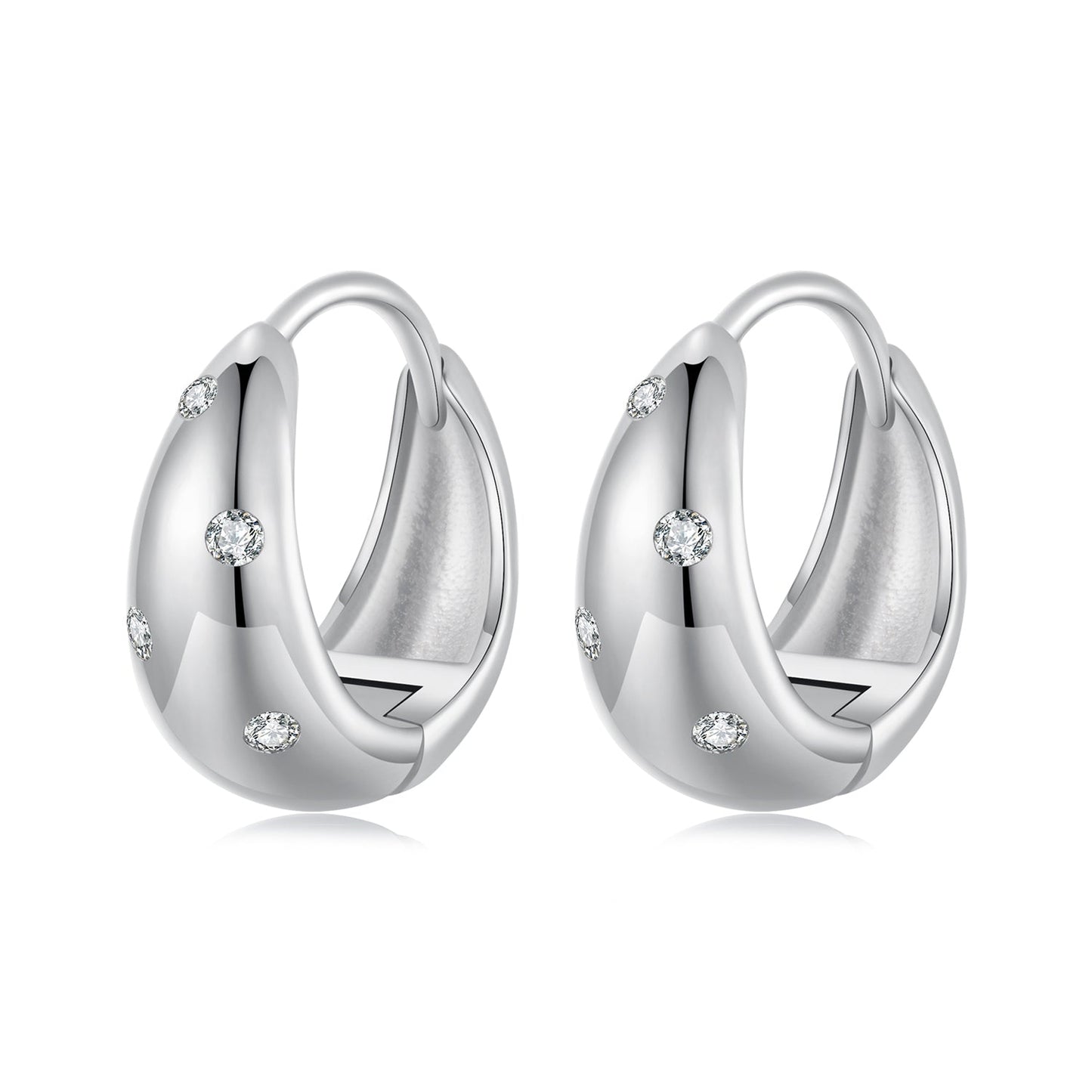 925 Sterling Silver Earrings with CZ in White Gold Plating - Stylish Design for Women