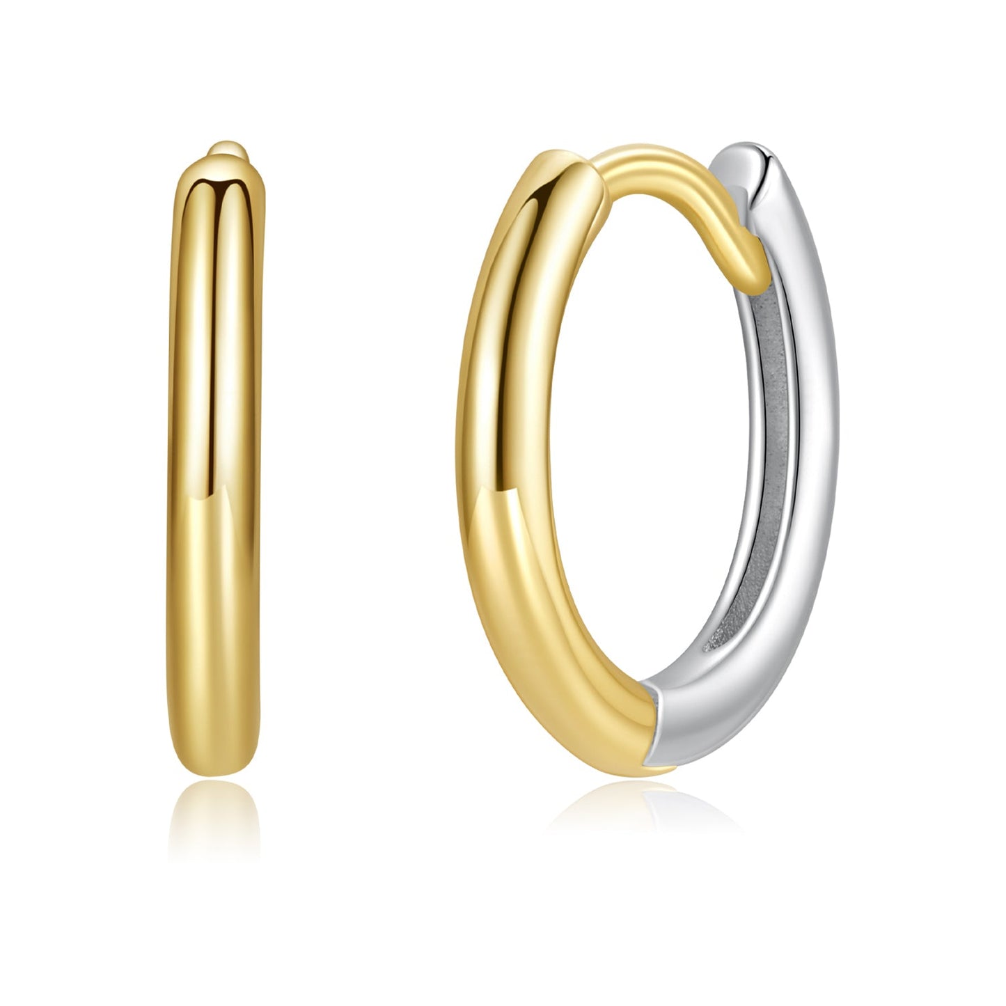 925 Sterling Silver Earrings for Women - 1.3x0.2cm, Plated White Gold