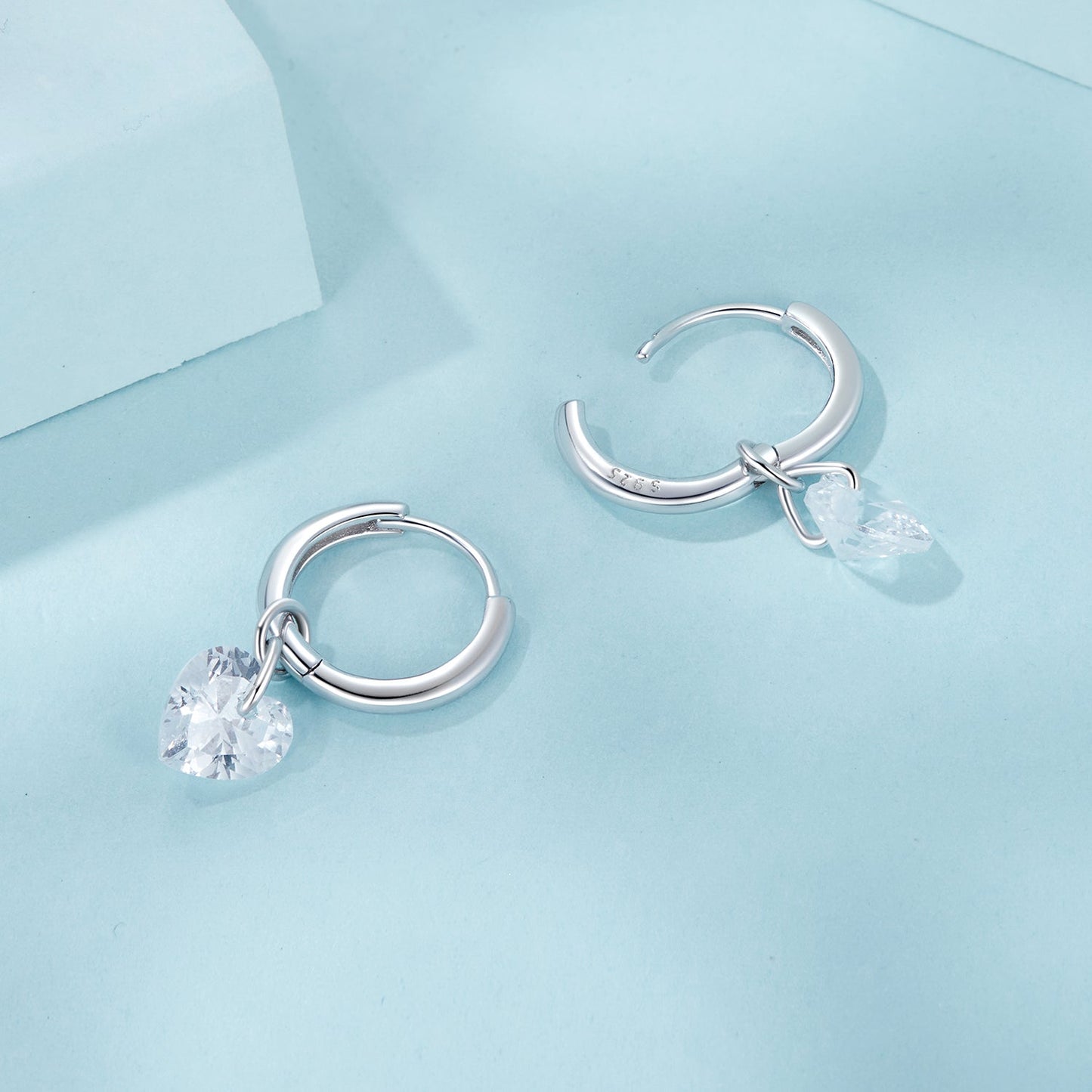 925 Sterling Silver Earrings with Pavé Setting CZ and White Gold Plating for Women
