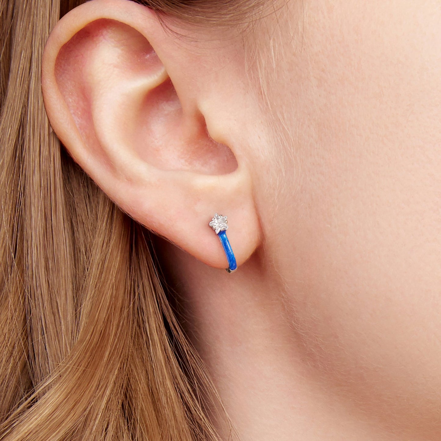 925 Sterling Silver Enamel Earrings with Pavé CZ for Women