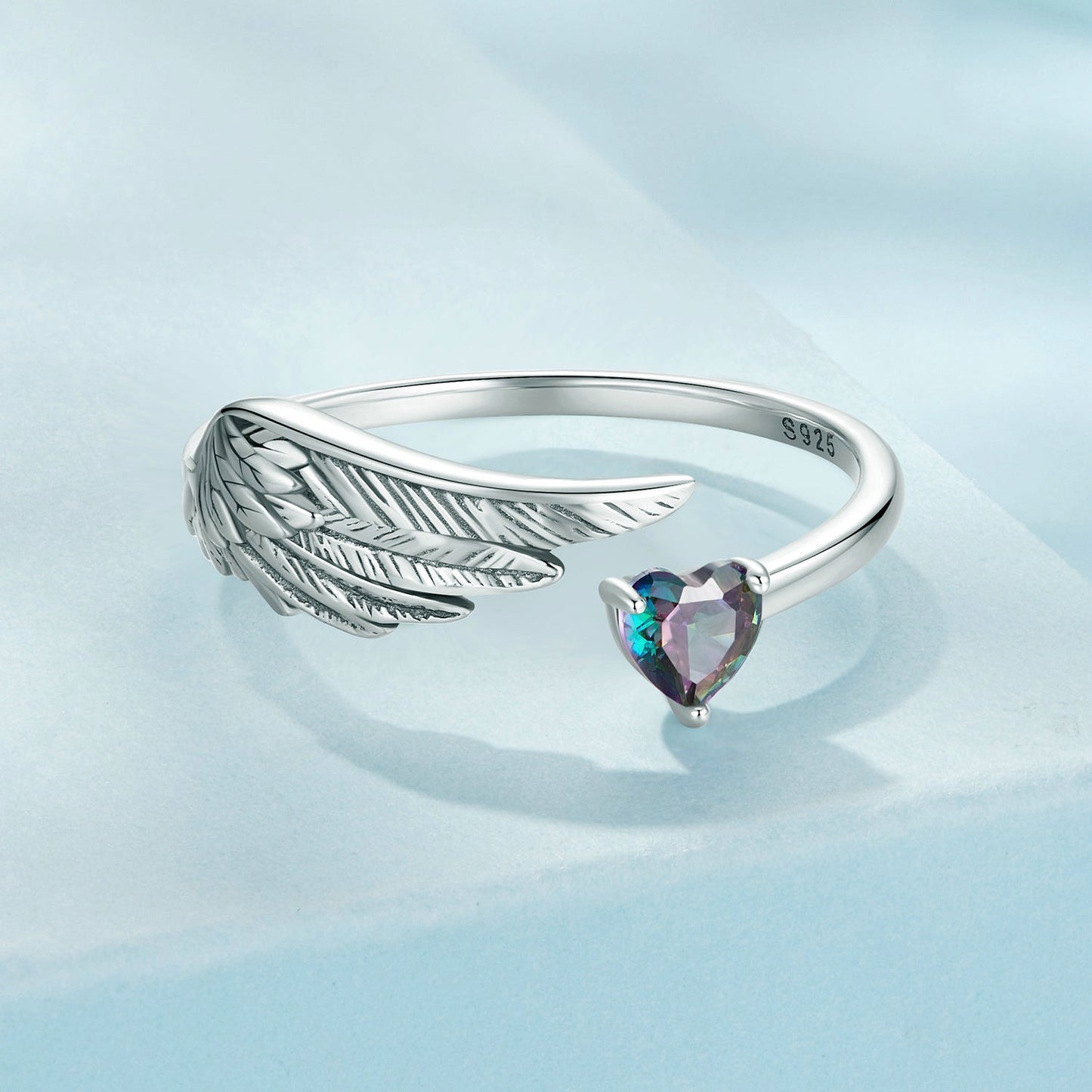 925 Sterling Silver Transparent Glass Ring for Women