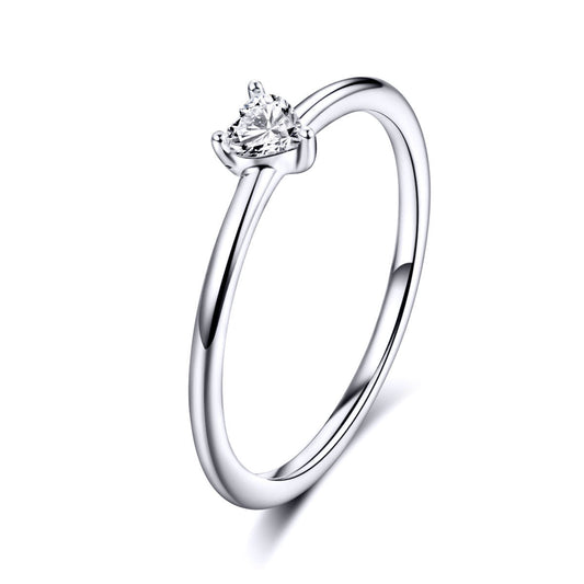 925 Sterling Silver Ring Size 6.0 with CZ and Platinum Plating for Women