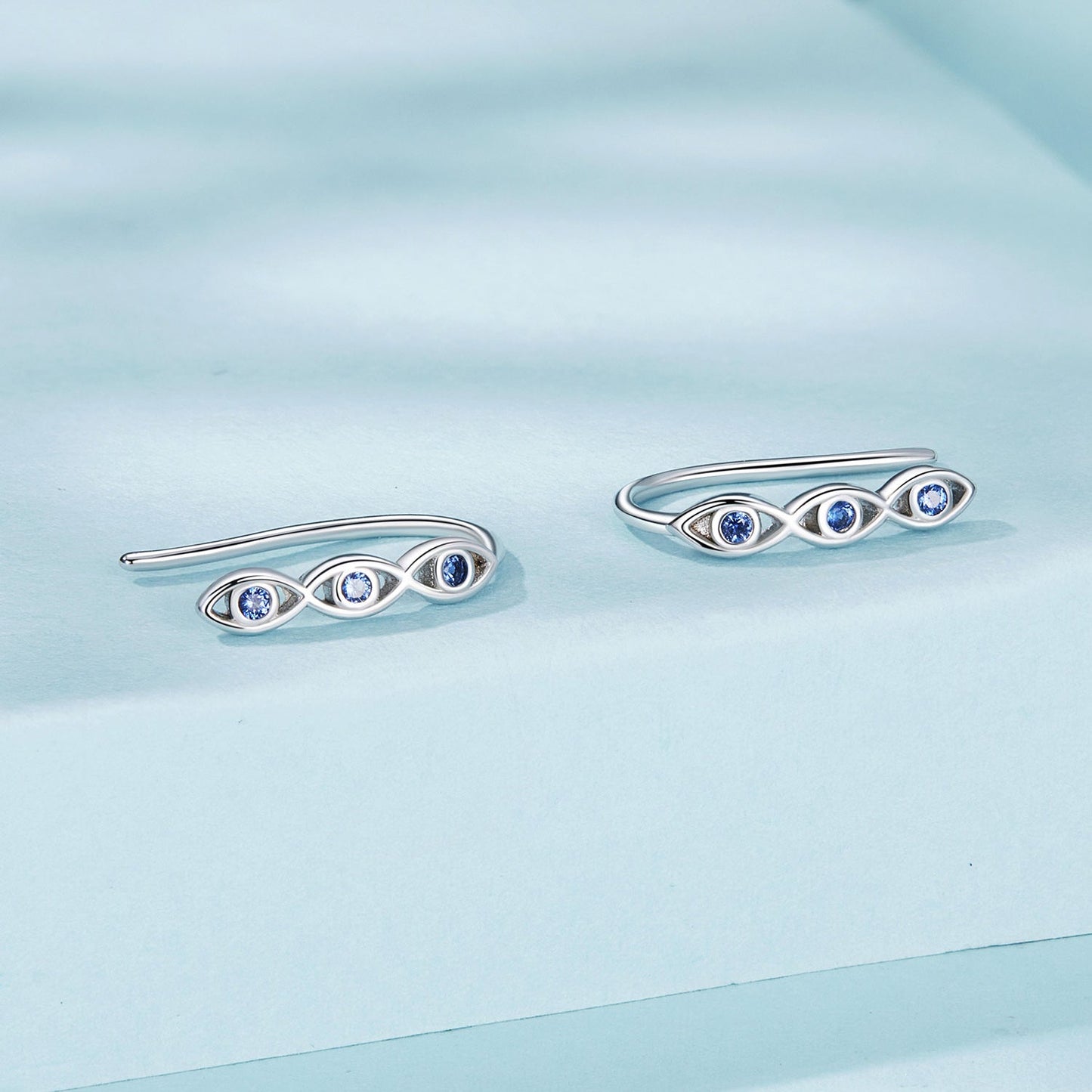 925 Sterling Silver CZ Pavé Earrings 13*2mm for Women