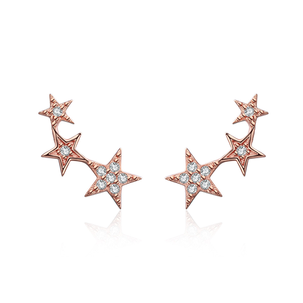 925 Sterling Silver Plated Rose Gold Pavé Setting CZ Earrings for Women